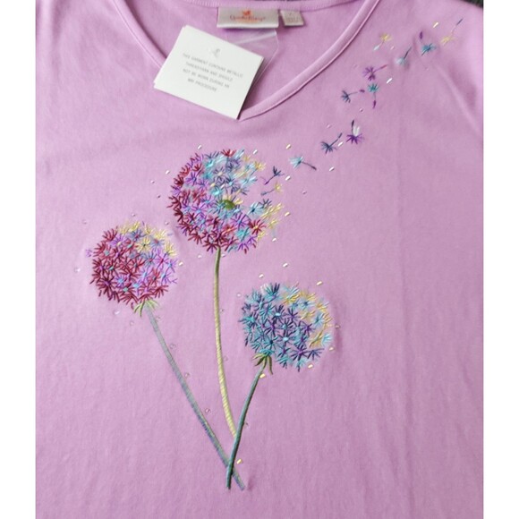Quaker Factory Shirt Top Women's XL Lavender Making Wishes NWT Rhinestones - Picture 1 of 9